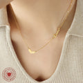 Love Heart Pendant Side Script Necklace Gold Rose Steel view 3