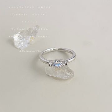 Silver Open Adjustable Ring Marquise Clear Crystal Center Stone