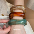Three Thick Irregular Resin Closed Bangles In Teal Amber Or Taupe view 4