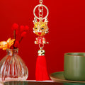 Jeweled Auspicious Dragon Tassel Keychains in Six Bright Colors view 3