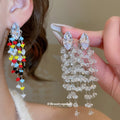 Crystal Teardrop Cascading Fringe Earrings In Two Styles view 1