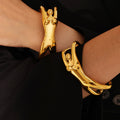 Gold Steel Female Body Figure Open Cuff Bangle Bracelet view 4