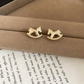 Rocking Horse Crystal Stud Earrings with Distinctive Textured Details view 6
