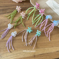 Colorful Flower and Glass Bead Tassel Stud Earrings Five Styles view 4