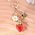 Gold-Tone Strawberry Charm Keychain With Daisy And Bee Accents view 8