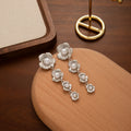 Gold and Silver Daisy Pearl Look Long Dangle Earrings view 7