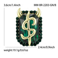 Green Crystal Chinese Character Metal Brooch in Two Designs view 7