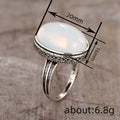 Antique Silver-Tone Filigree Ring, Oval Milky Cabochon, Brass view 4
