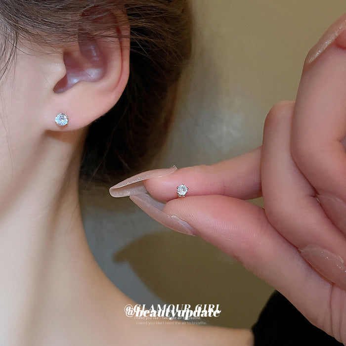 Six Pair Silver Tone Minimal Stud Earring Set Fashion Jewelry