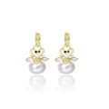Gold Tone Swan Crystal Look Pearl Look Huggie Earrings view 5