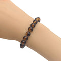 Amber Brown Round Bead Stretch Bracelet Glass Retro Style view 2
