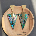 Abalone Shell Triangle Drop Earrings Gold Stud Posts 2 Styles view 4