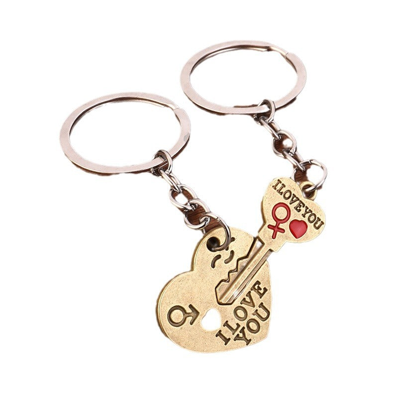 Cupid Heart Arrow Zinc Alloy Couple Keychain Valentine's Gift