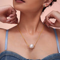 Large Imitation Pearl Pendant on Gold or Silver Snake Chain view 3