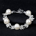 Black Silver Tone Pearl Floral Vine Pearl Look Metal Necklace and Earring Set view 3