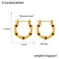 Geometric U-Shape Enamel Dot Hoop Earrings Gold Steel view 7