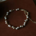 Gold Chain White Pearl Bracelet With Heart Extender Charm view 1