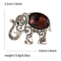 Scrollwork Elephant Brooch With Blue or Red Faceted Stone view 7