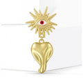 Gold Tone Sun Eye Brooch With Red Eye And Heart Drop view 2