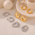 Titanium Steel Fan Hoop And Hexagon Texture C-Hoop Earrings view 3