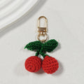Crochet Red Cherry Green Leaf Charm Gold Tone Clasp view 5