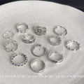 Silver Tone Open Adjustable Rose Chain Link Fashion Rings view 2