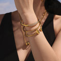 Polished Open Cuff Bangle With Hollow Triangle Ends view 3