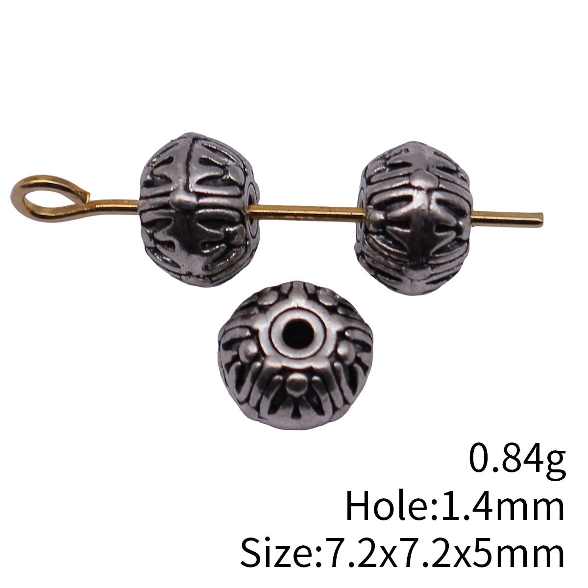 7.2x7.2x5mm 0.84g Antique Silver Zinc Alloy Double Sided Texture Spacer Beads for Bracelet Jewelry Making