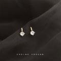 Gold Tone Clear Square Solitaire Mini Stud Earrings For Women view 4