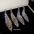 Crystal Waterfall Tassel Earrings in Gold and Silver view 4