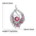 Silver Pave Peacock Brooch Large Center Stone Pink Blue Pin view 5