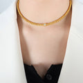 Gold Beaded Chain Necklace and Bracelet Clear Stone Accent view 7