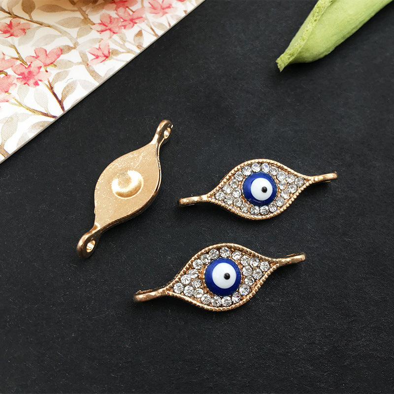Rhinestone Zinc Alloy Evil Eye Ship Wheel Connector Charm for DIY Bracelet Necklace