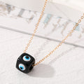 Gold Tone Colorful Cube Blue Evil Eye Pendant Necklaces in Seven Colors view 9