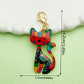 Colorful Patterned Cat Metal Charms With Lobster Clasps, 7 Styles view 12