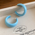 Sky Blue Chunky C Shape Smooth Glossy Stud Earrings view 2
