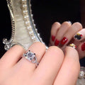 White Gold Princess Square Clear Stone Ring X Band Sizes 6-10 view 4