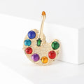 Colorful Artist Palette Brooch with Polished Metal and Decorative Accents view 3