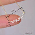 Gold Silver Curved Graduated Clear CZ Pendant Necklace view 4