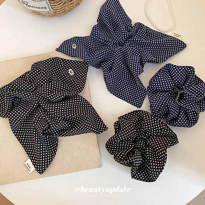Polka Dot Fabric Scrunchies Black Navy Classic Bow Styles