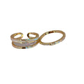 Gold Tone Double Band Open Ring With One Clear Crystal Row view 5