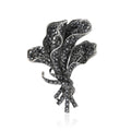 Black Crystal Orchid Bouquet Brooch with Ribbon Detail view 1