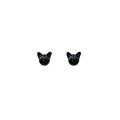 Black Cat Face Green Eye Delicate Small Stud Earrings view 5