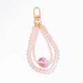 Pink Faceted Crystal Multi-Strand Keychain Gold Clasp Glitter Ball view 5