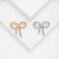 Textured Outline Bow Brooch in Gold and Silver Tones view 1