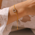 Gold Chain Hollow Heart Bracelet And Necklace Two Tone Set view 3
