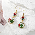 Pressed Flower Resin Double Disc Earrings Gold Hooks 6 Styles view 4