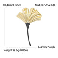 Two Tone Ginkgo Leaf Brooch with Gold Fan and Dark Stem view 5