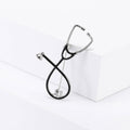 Slender Stethoscope Brooch In Metal With Colored Tubing And A Small Gold-Tone Chestpiece view 6