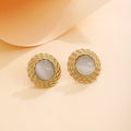 Five Color Oval Stone Look Gold Tone Statement Stud Earrings view 9